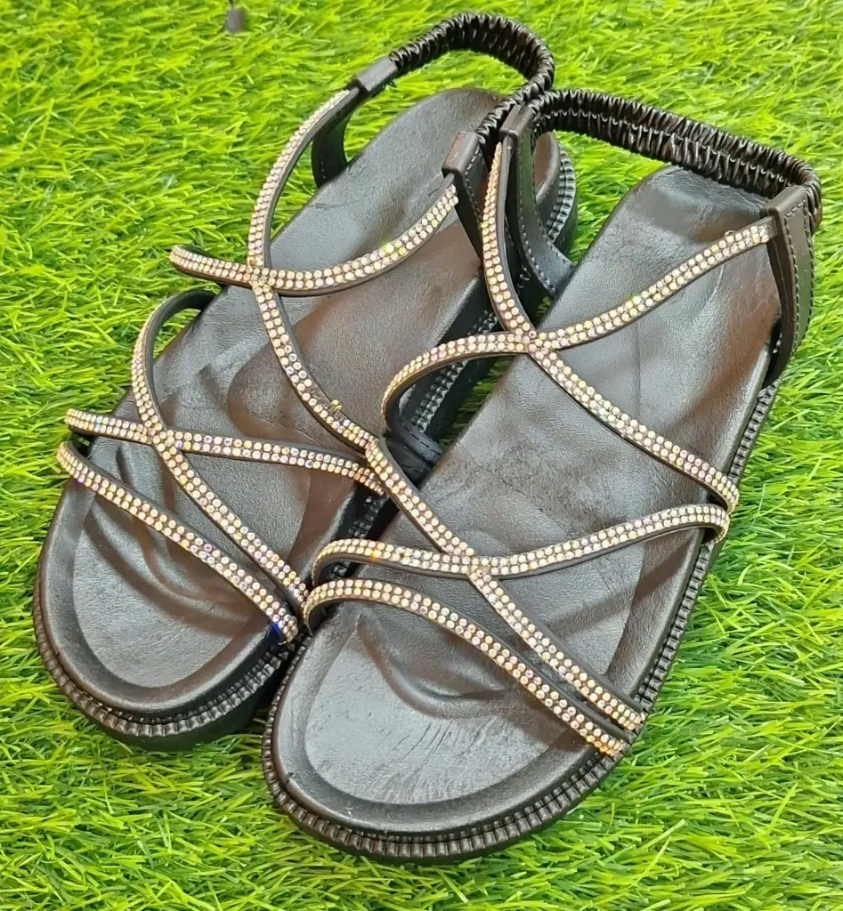 Huarache tiras brillos dama